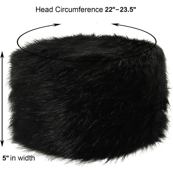 Women's Black Winter Faux Fur Cossak Russian Style Hat Warm Cap - Picture 2 of 7